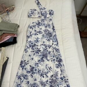 Floral Blue and White Dress